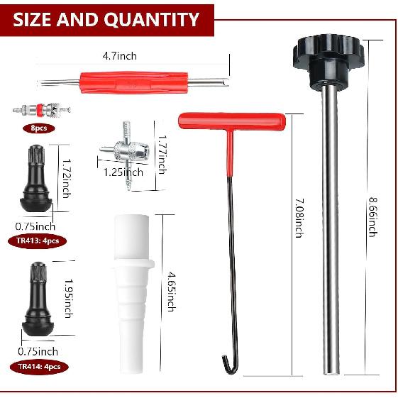 22Pcs Quick Change Tire Valve Tool Kit, Tire Valve Stem Core Quickly Replacement Tool Kit, Perfect Tool For Replacing Leaky Valves In
