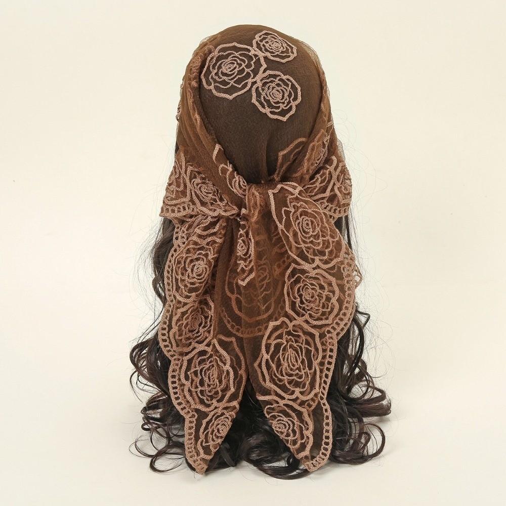 Floral Embroidery Lace Scarf Breathable Sunscreen Shawls Fashion Headscarf Summer