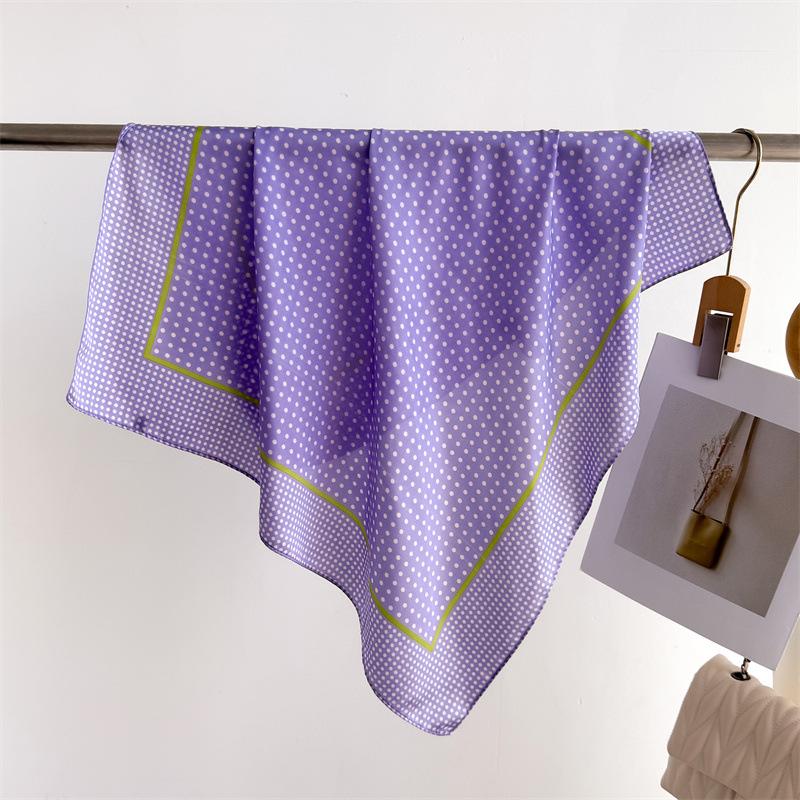 Printed Imitation Silk Scarf Polka Dot Square Scarf High-End Shawl Versatile Neck Small Square Scarf Headscarf New