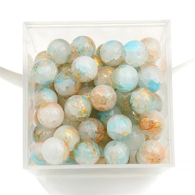 10 мм стеклянные бусины-попки Halo Inside Broken Round Бусины из глазури Ретро-бисер ручной работы Diy Ice Crack Jewelry Бусины-попки для изготовления ювелирных изделий