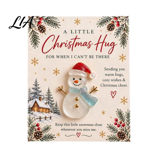 Pocket Hug Token for Christmas Card, Mini Festive Greeting Card Creative Scrapbook Accessories with Envelope, Holiday Gift Tag Friends Family Stocking