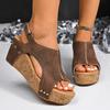 Fashion Retro Peep Toe Wedge Heel Sandals for Women 2025 Summer Chunky Platform Sandalias Mujer Thick Bottom Rivet Decor Roman Sandals