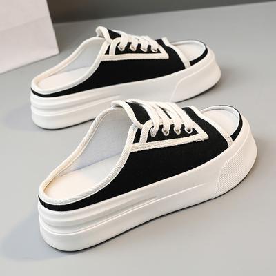 K8701 парусиновая обувь, полутапочки, летняя универсальная обувь, дышащие тапочки на платформе, увеличивающие рост, студенческие сандалии для женщин