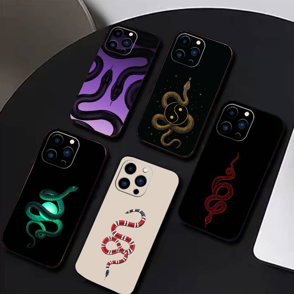 Классический чехол D-Snake для iPhone 17, 16, 15, 14, 13, 12 Plus, Max, мягкий силиконовый, черный