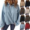 Женская мода повседневная свободная однотонная плюшевая кофта с длинным рукавом и застежкой-молнией на половину шеи