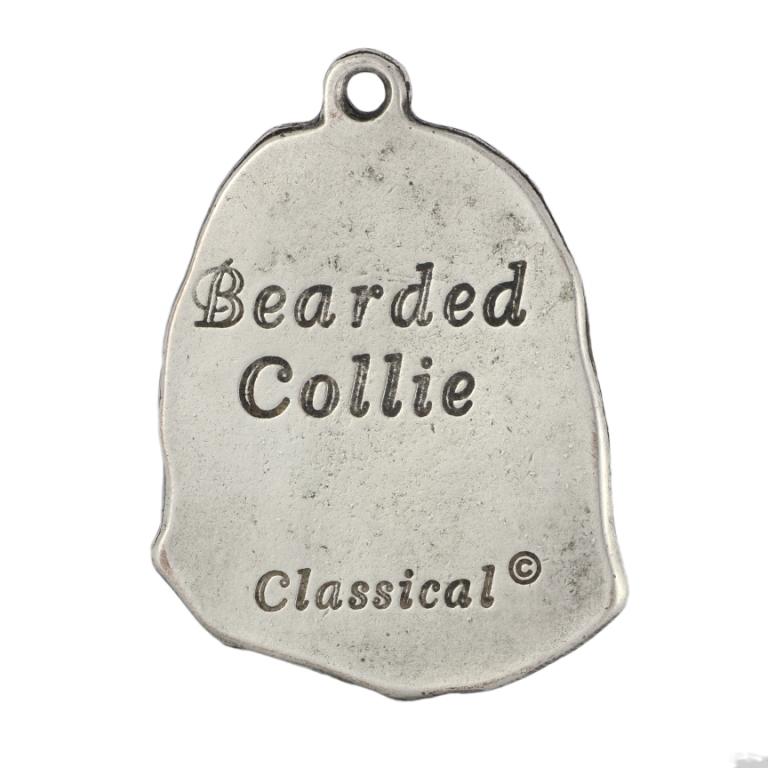 Bearded Collie, Highland Collie - Silver-plated key ring with a dog in a gift box, handbag decoration, backpack pendant by Art-Dog brand