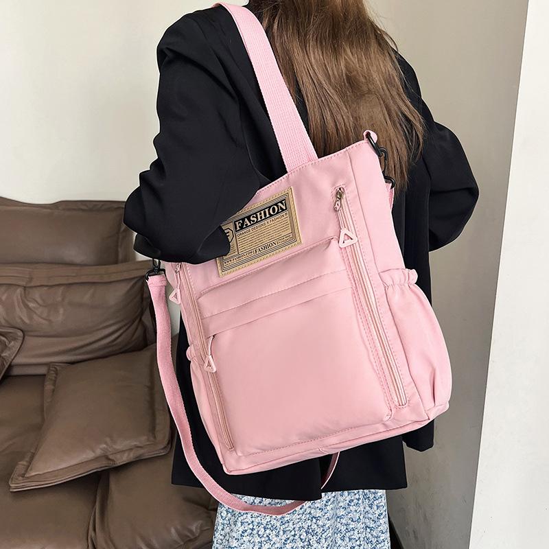Newest Female Teens Students' Shoulder Bag Simple Style Contrast Color Handbag Stylish Nylon Crossbody Shopping Bags