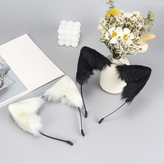 Handmade Simulation Fox Ears Hair Band Movable Cat Ears Hair Hoop Plush Animal Ear Headband Headdress Props