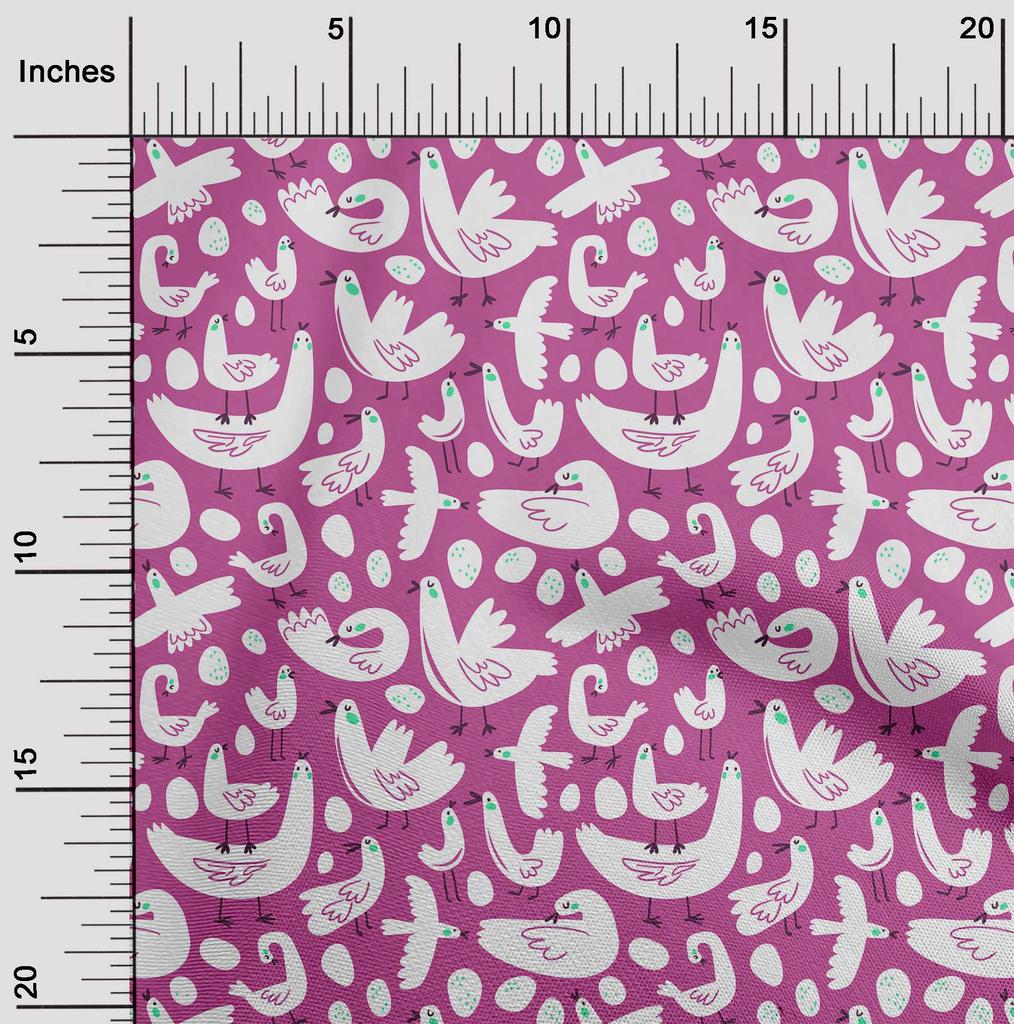 oneOone Cotton Flex Fuschia Pink Fabric Bird Quilting Supplies Print Sewing Fabric By The Yard 40 Inch