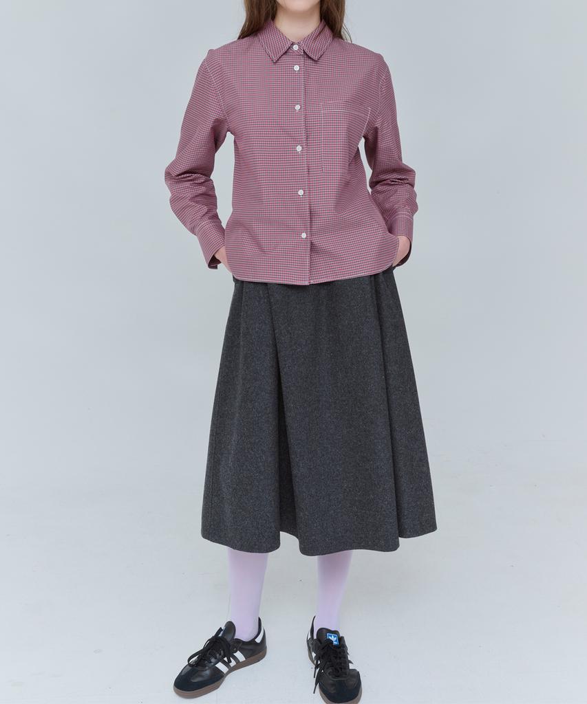Boyeon A-Line Voluminous Long Skirt Wool Gray 0124