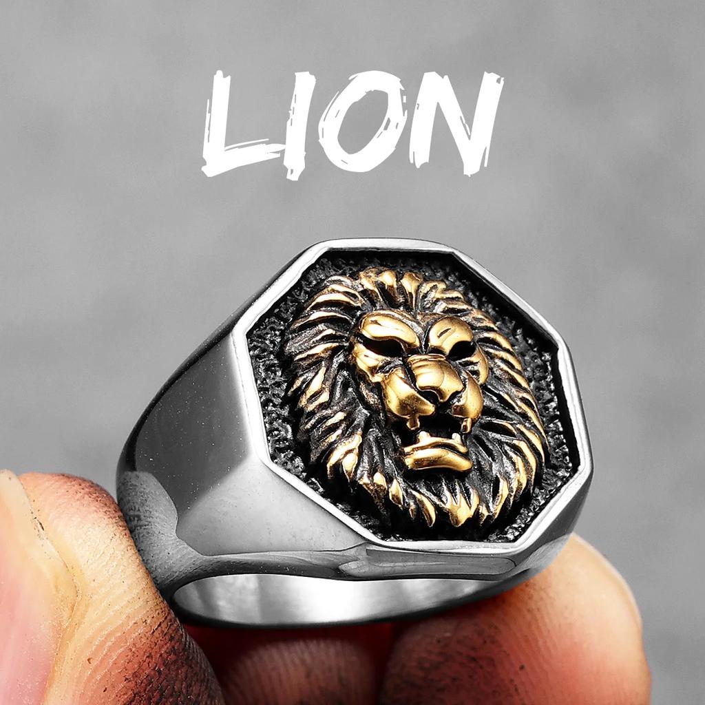 Роскошные мужские кольца с изображением животных в виде короля льва из нержавеющей стали в стиле панк-рок, простые, новые женские ювелирные изделия, модные аксессуары, подарок
