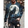 Весенне-осенние футболки с круглым вырезом и 3D-принтом с животным узором, модные повседневные мужские футболки с длинным рукавом