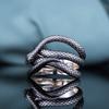 1 шт. Кольцо в форме змеи с ретро серебряным покрытием, подходит как для мужчин, так и для женщин