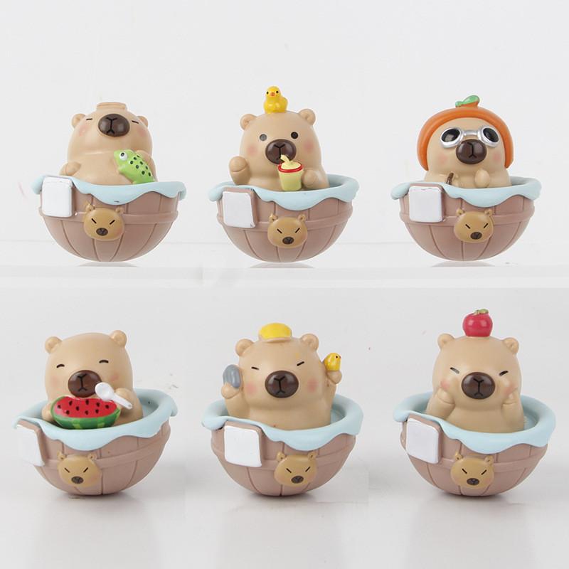 Adorable Capybara Wobbler Summer Time Q Version Pvc Collectible Toy Figure 6 Styles
