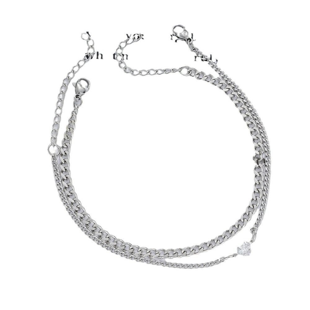 Stainless Steel Crystal Heart Chain Ins Stainless Steel Couple Bracelet Couple Bracelet Couple