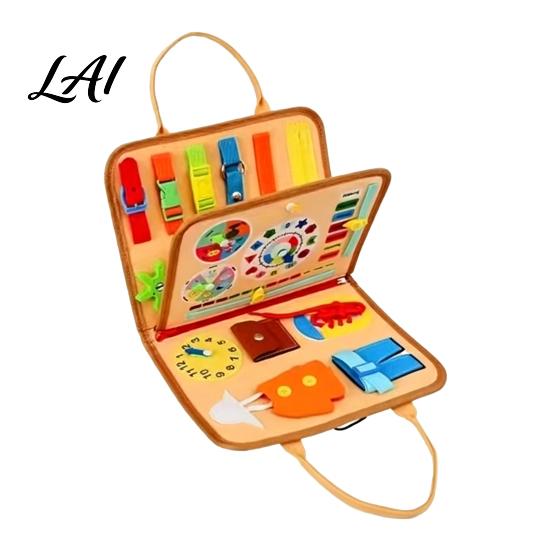 Practical Life Skills Training Toys Felt Learning Board for Toddlers Multi-module Montessori Toys Busy Preschoolers Portable Fine Motor Development