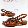 Retro Women Rome Sandals Flower Buckle Design Soft Leather Platform Sandal Casual Fashion Mom Shoes Sandalias Mujer 2025