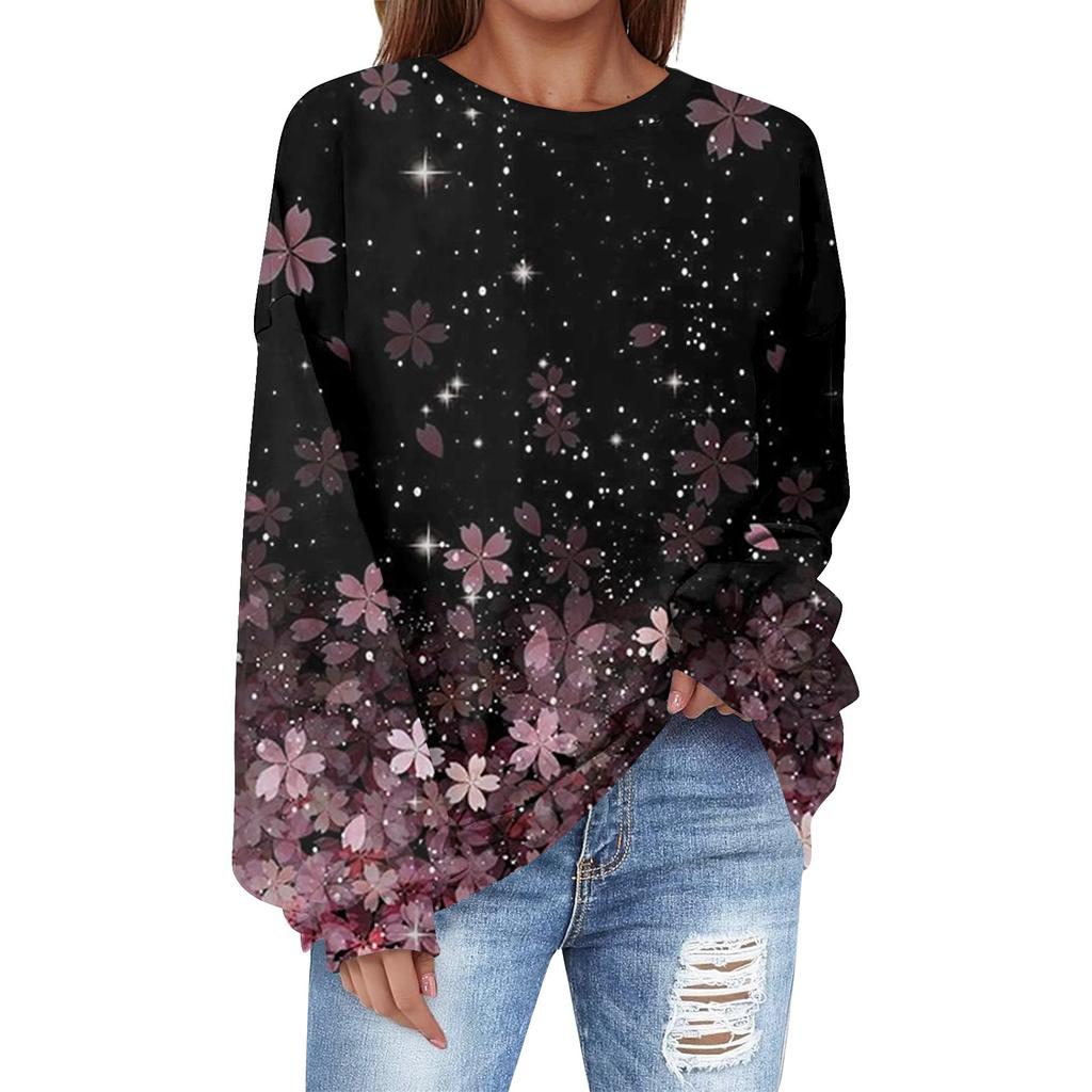 Oversized Sweatshirt For Women Crewneck Printing Long Sleeve Shirts Sweatshirt