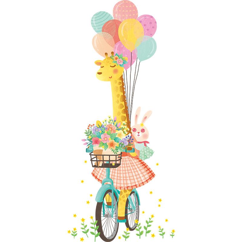 Велосипедист Жираф Обои Самоклеящиеся Спальня Детская Комната Украшение Стены Стикер Стены Стикер Девушка Комната Макет Двери Стикер Стикер Стены