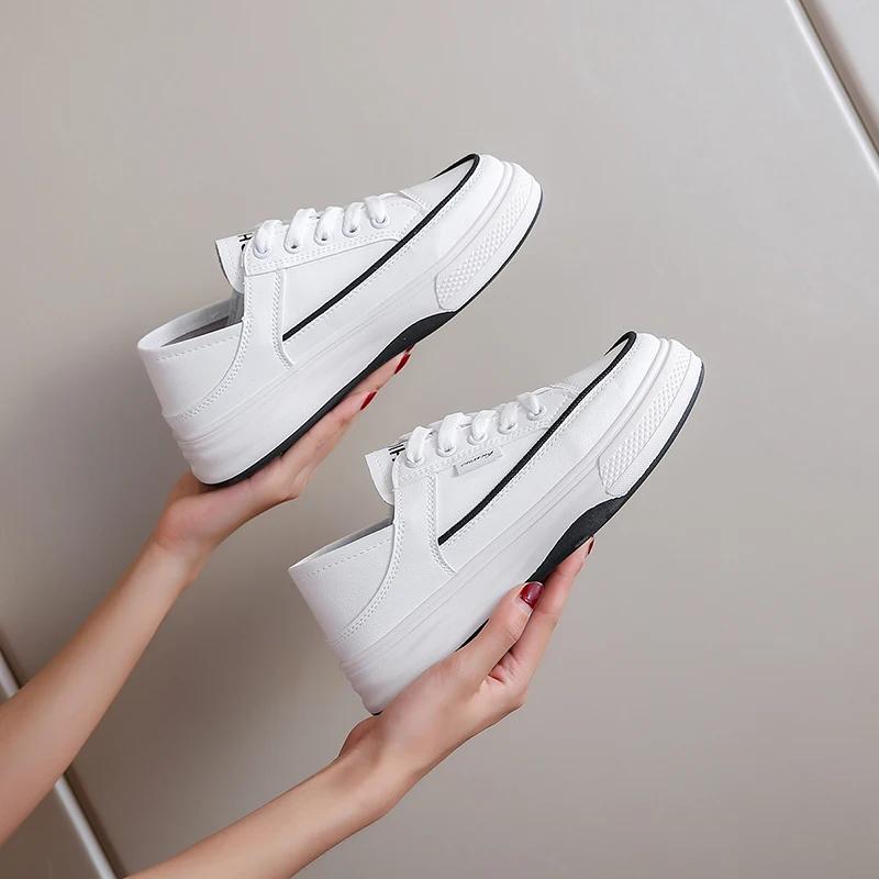 Женская обувь, летняя, новая, оригинальная, на толстой подошве, маленькие белые туфли, американская модная повседневная обувь для женщин