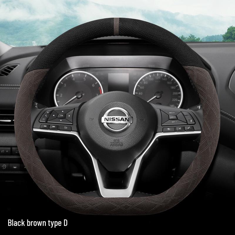 Чехол на руль из замши для Nissan Sylphy, Teana, Qashqai, Sunny, Tiida, X-Trail, Livina (14-е поколение).