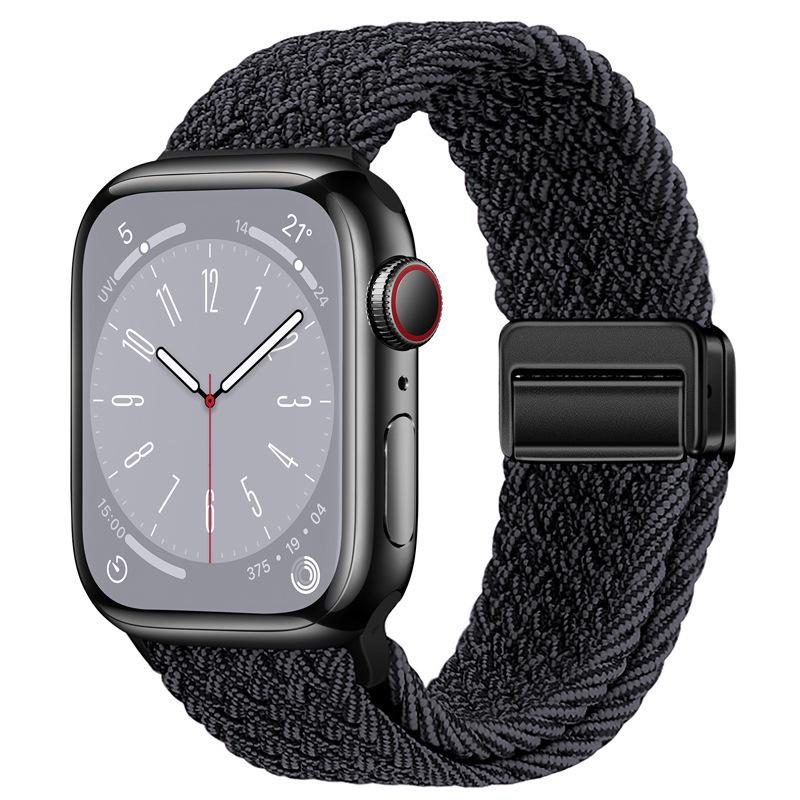 Эластичный радужный нейлоновый плетеный ремешок для Apple Watch с магнитной застежкой