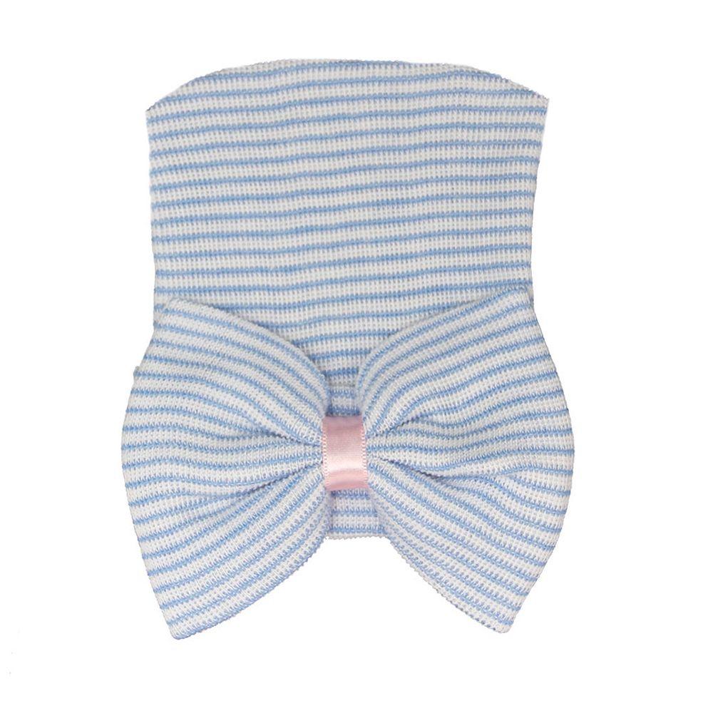 Soft for Baby Girls Stripe Infant Hat Nursery Beanie Newborn Hospital Hat Cap with Bow Baby Hats