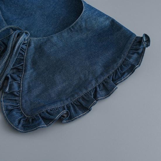 Fake Collar Solid Color Ruffle Trim Lace-up FALSE Collar Dress Shirt Collar Insert Removable