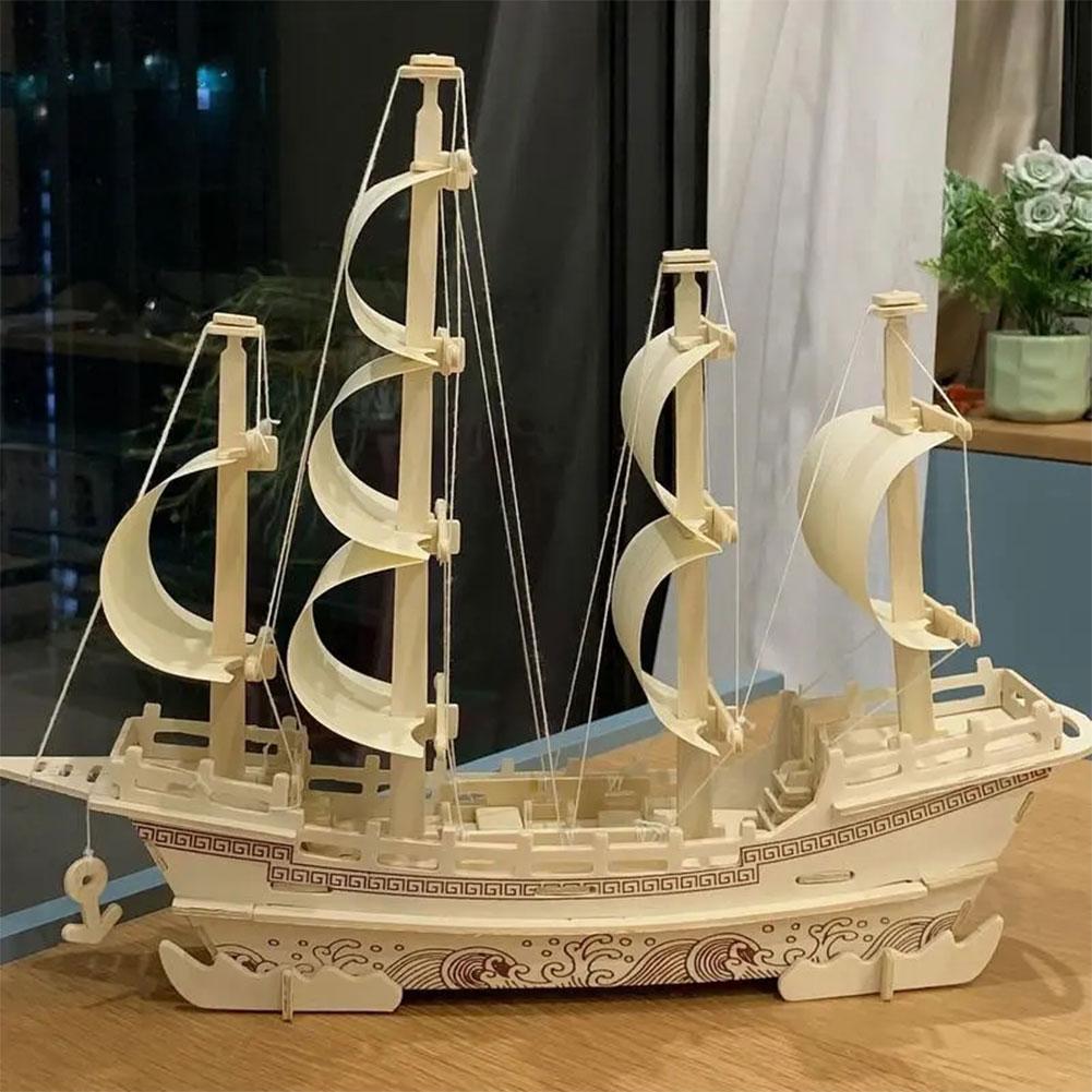 3D Пазл Древний Парусник Деревянное Ремесло Конструктор, Сделай Сам Сборная Деревянная Модель Незаконченное Ремесло Хобби Лодка Пазл