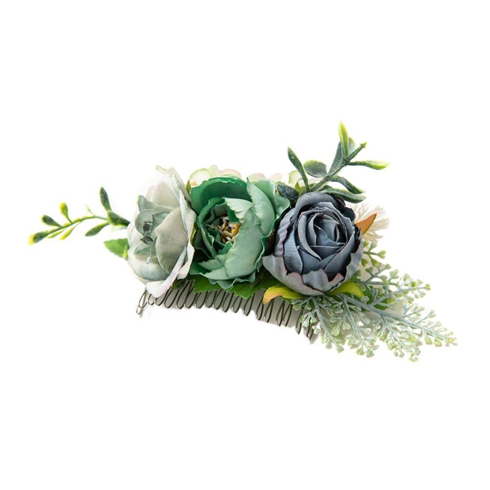 Расческа с цветком и листьями, расческа для волос, свадебные хрустальные украшения для волос, свадебные аксессуары для волос