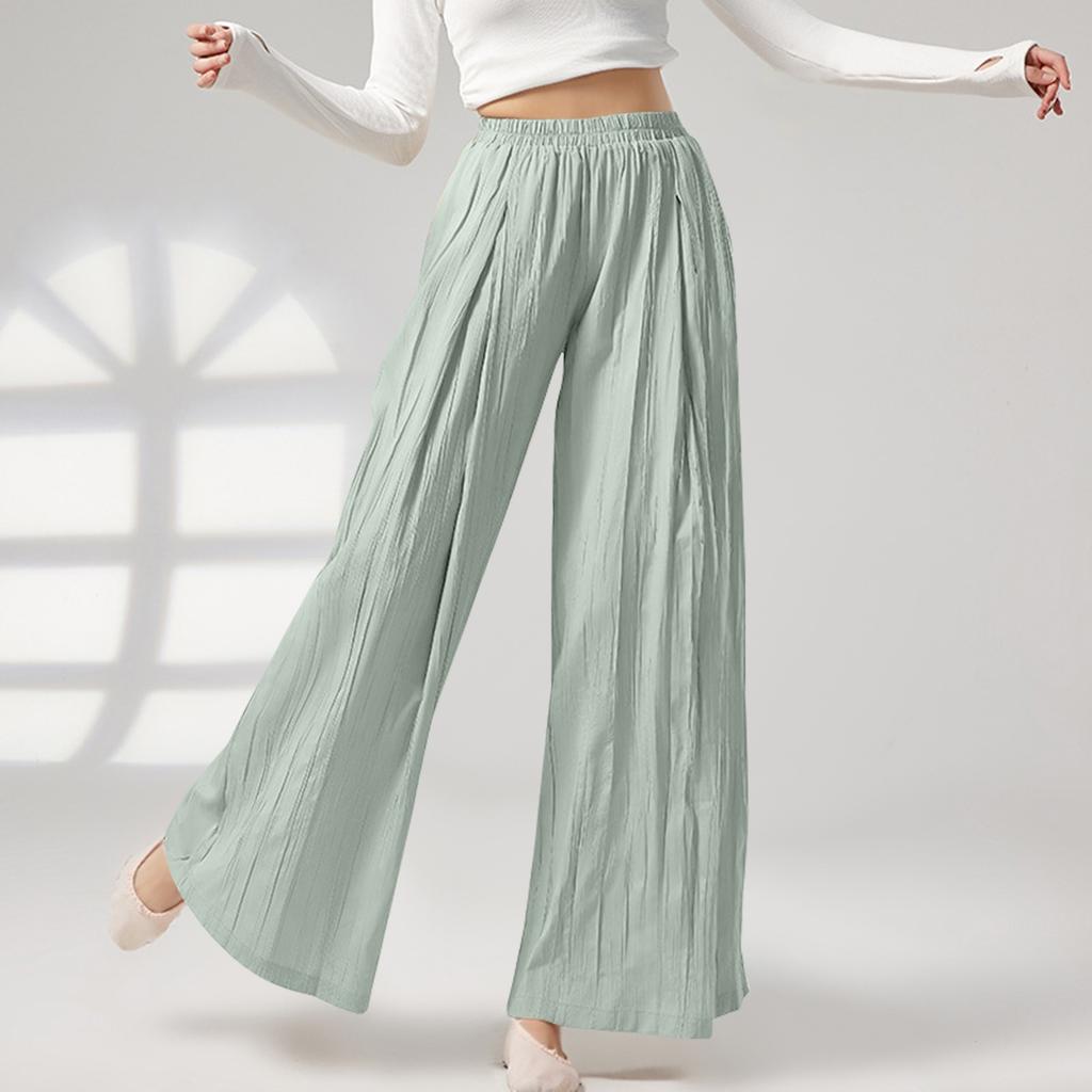 Женские свободные повседневные пляжные брюки с высокой талией и широкими штанинами