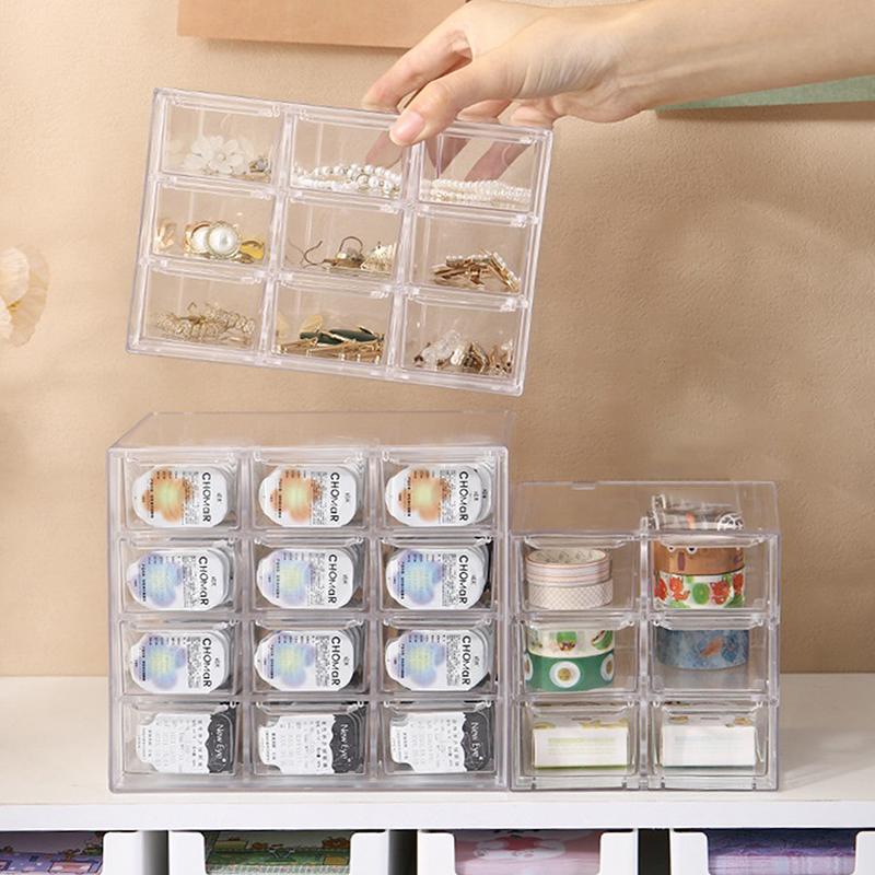 Beauty Contact Lens Storage Box Daily Disposable Contact Lens Cabinet Multi-Grid Large Capacity Eye Rack Transparent Storage Box