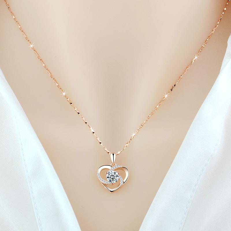 1PC Love Pendant Simple Light Luxury Neck Chain Internet Celebrity Collarbone Chain Versatile Jewelry