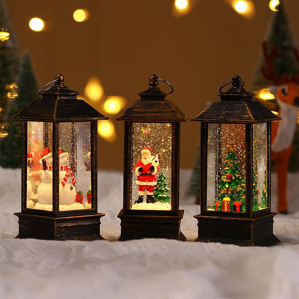 Christmas Snow Lantern Telephone Booth Battery Operated With Swirling Glitter 5“ x 2” x 2”for Xmas Home Decoration