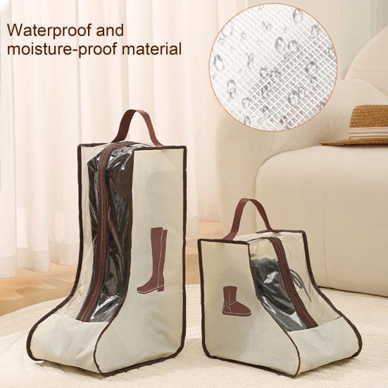 1/2Pcs Shoe Storage Bags with Handle Zipper Closure Transparent Visual Design Waterproof Dustproof