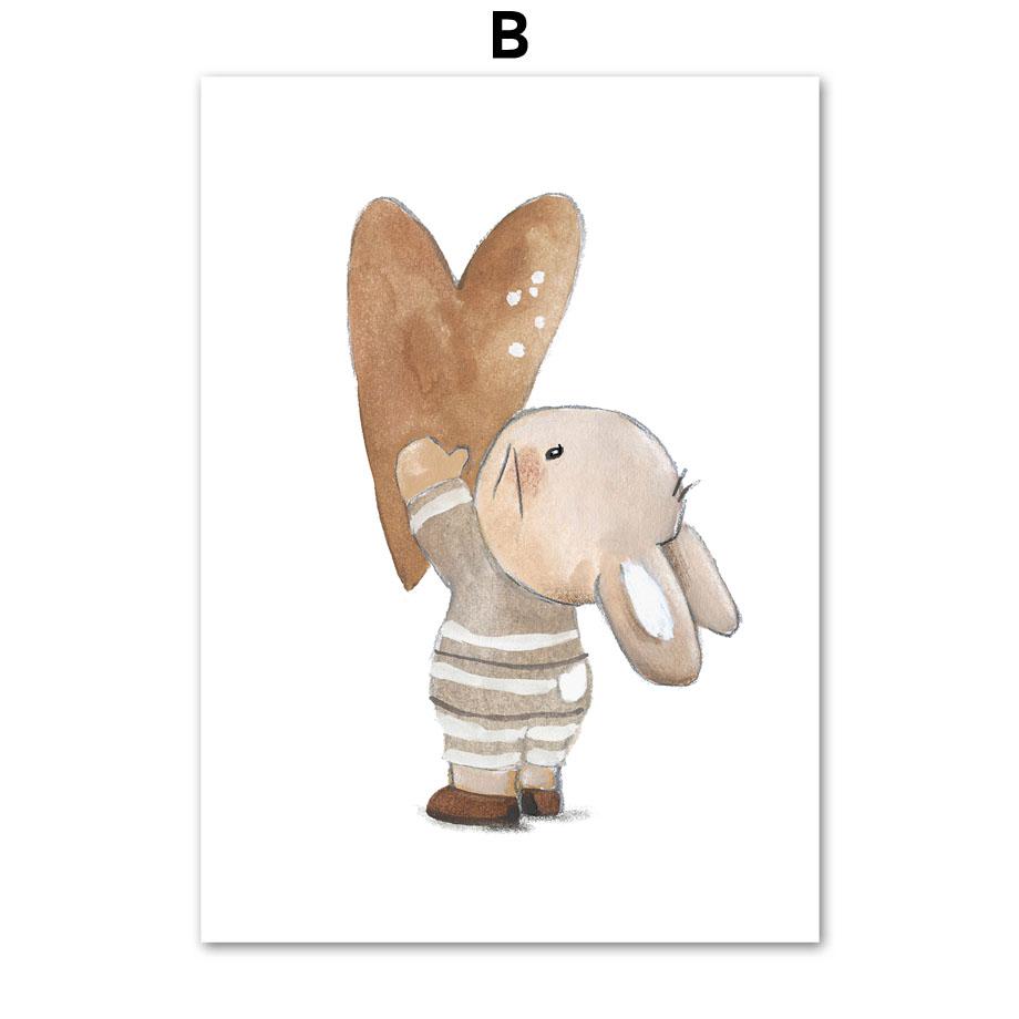 Бохо Лев Кролик Медведь Слон Сова цветок настенная живопись холст картины постеры и принты мультяшные картинки для декора детской комнаты