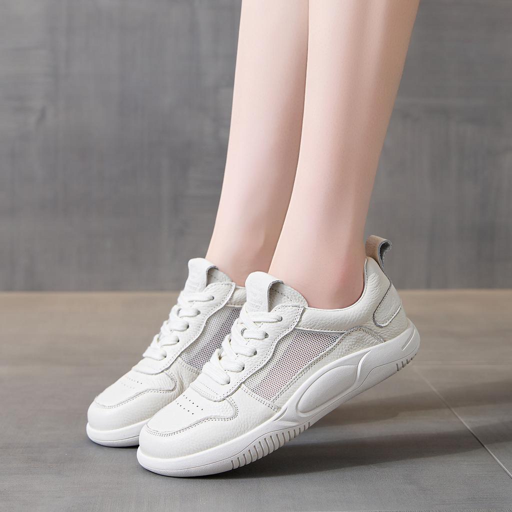 Platform White Shoes Women's Summer New Trend Versatile Mesh Breathable Casual Board Shoes Lace-up Sports Women's Shoes