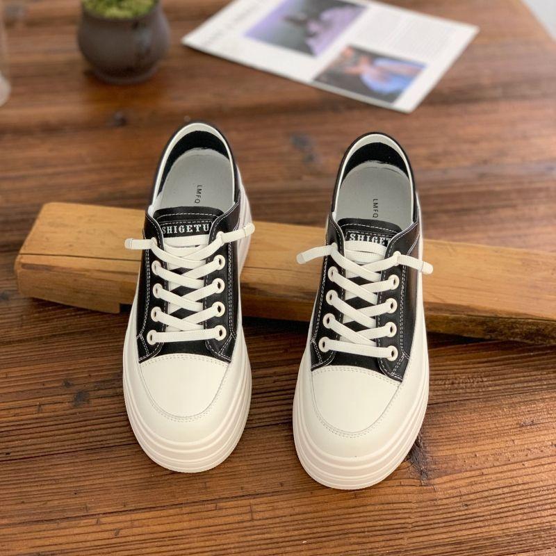 Женские белые туфли Весна Новые универсальные увеличивающие рост стельки 6 см толстая подошва Muffin Двусторонние кроссовки Кроссовки