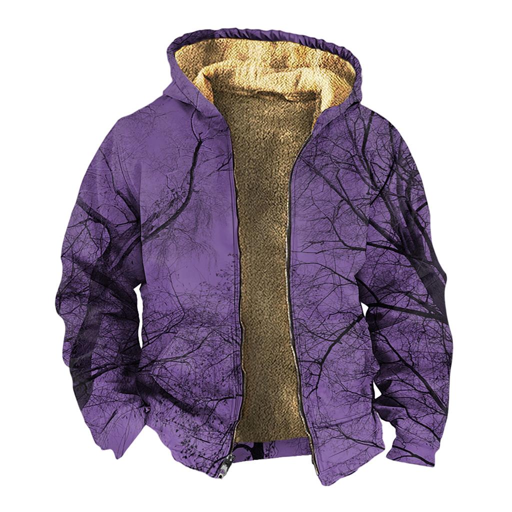 Мужская зимняя флисовая толстовка с капюшоном на молнии с накладным карманом, повседневная куртка