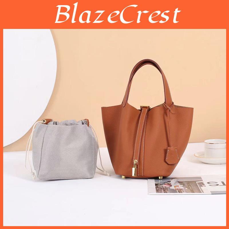 Womens Genuine New 2025 Leather Cowhide Bucket Handbag