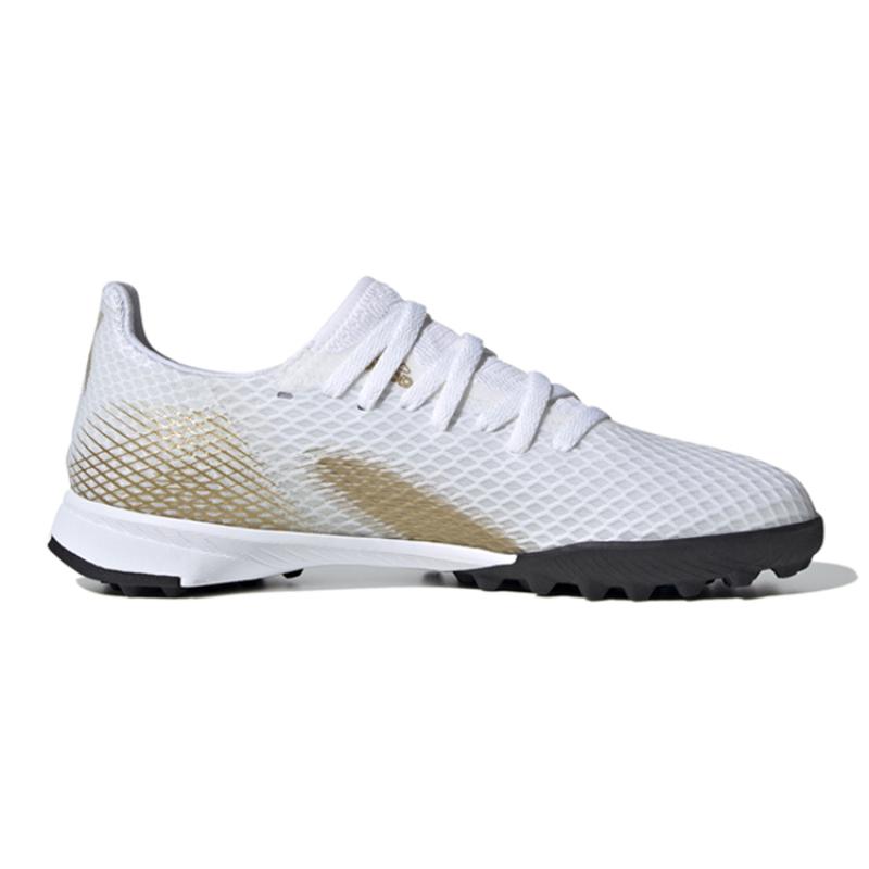 Adidas X GHOSTED .3 Tf Slip Resistant Low Top Kids' Soccer Shoes White Brown Black Kids' Sneakers EG8214