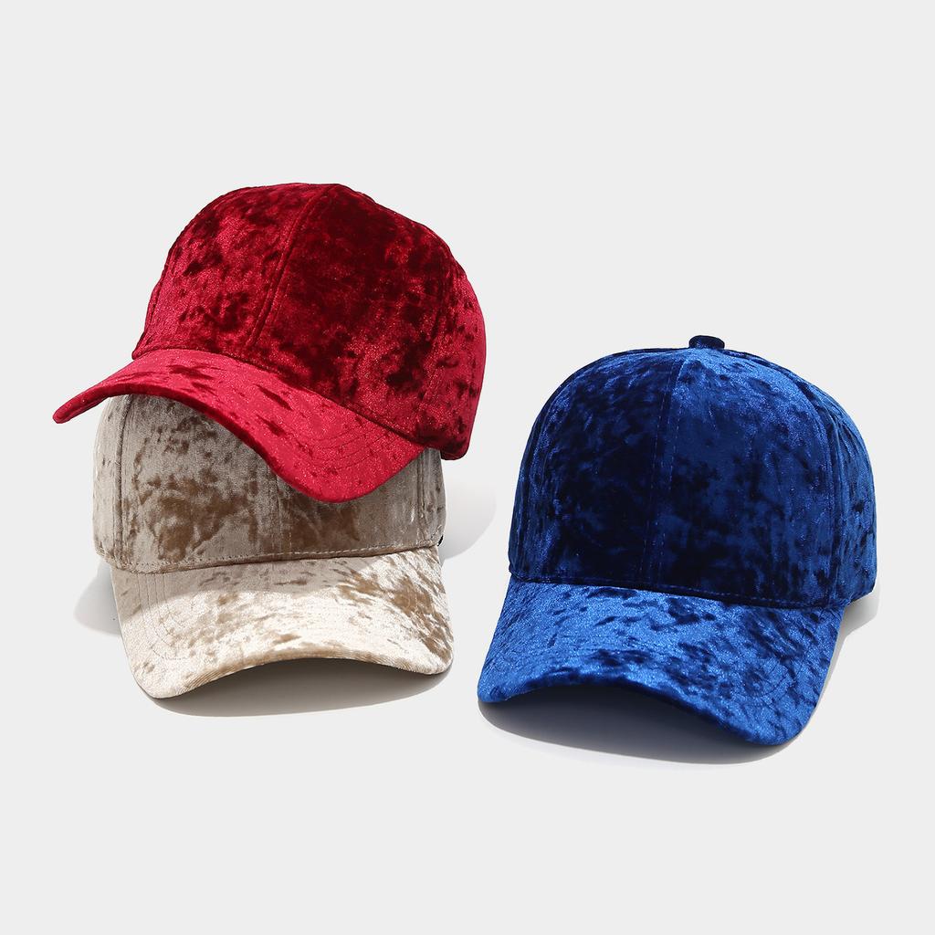 European and American Velvet Solid Visor Cap - Unisex Winter Fashion Casual Curved Brim Sun Hat, Couples' Vintage Baseball Cap