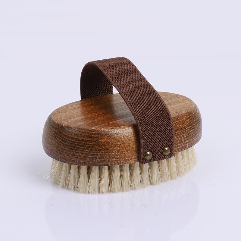 Bath Brush Pig Hair Bath Towel, Bath Brush Wooden Bath Massage Brush Wet and Dry Bath Brush
