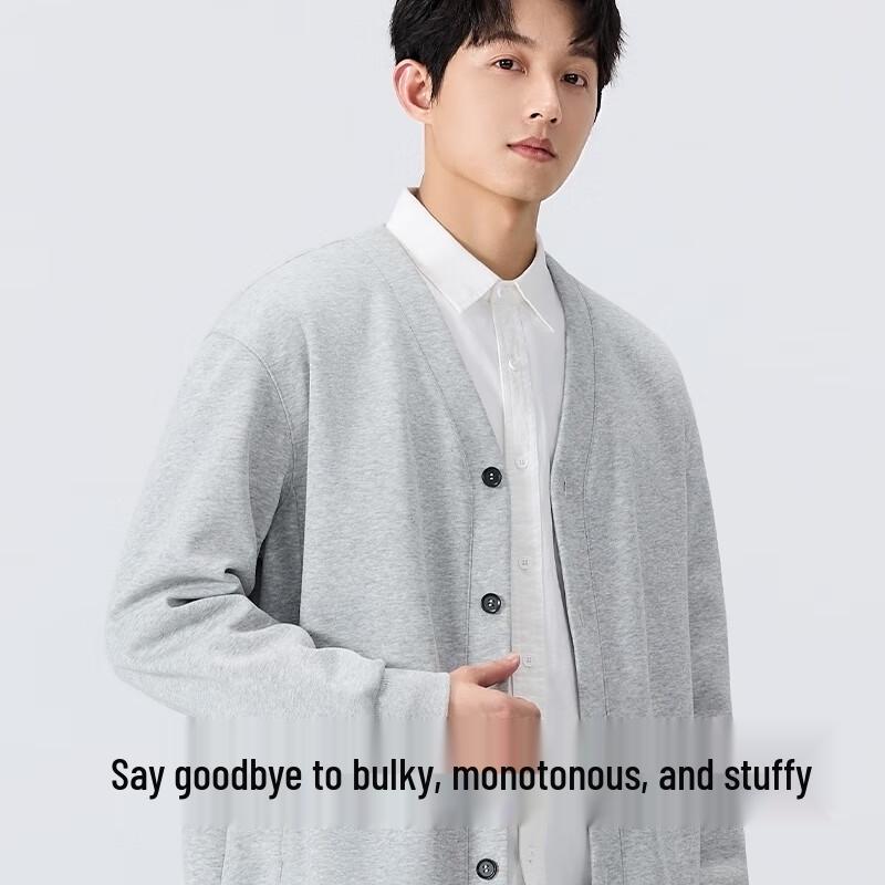 MINISO Men's Heavyweight V-Neck Cardigan Sweatshirt