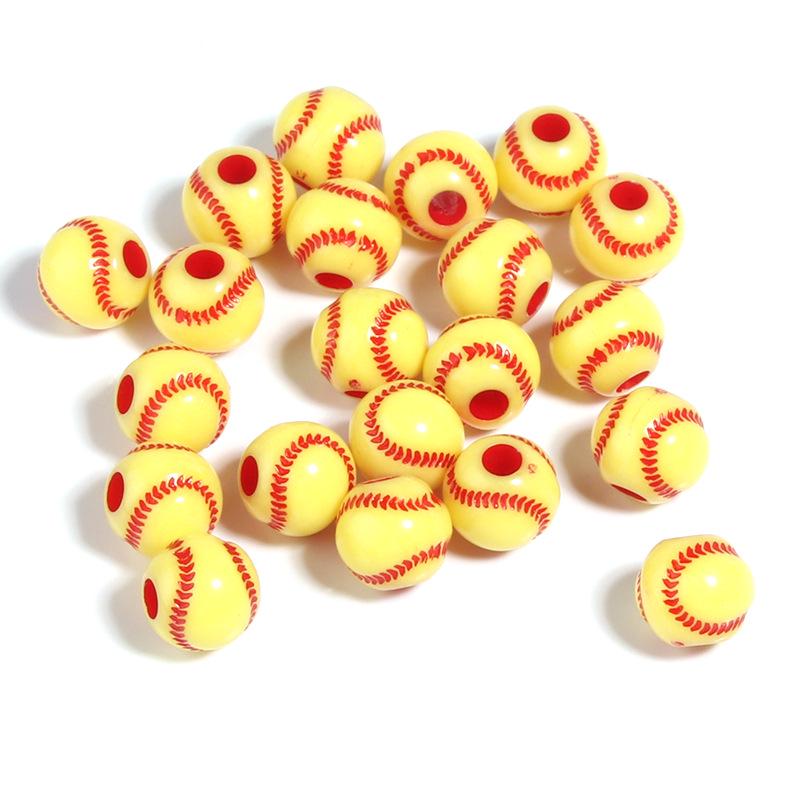 50 Pcs/bag Rugby, Basketball, Volleyball Acrylic Beads for Early Education & Handmade Crafts