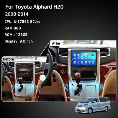 9 дюймов Для Toyota Alphard H20 2008-2014 Автомобильный мультимедийный плеер GPS-навигация Радио Android12 8+128 ГБ 8 ядер CarPlay 4G 360 камера