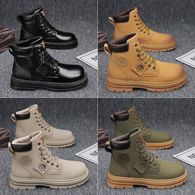 Ботинки мартин весна и осень новые ботинки ревень в британском стиле кожаные средней высоты повседневные универсальные на толстой подошве ботинки мартин