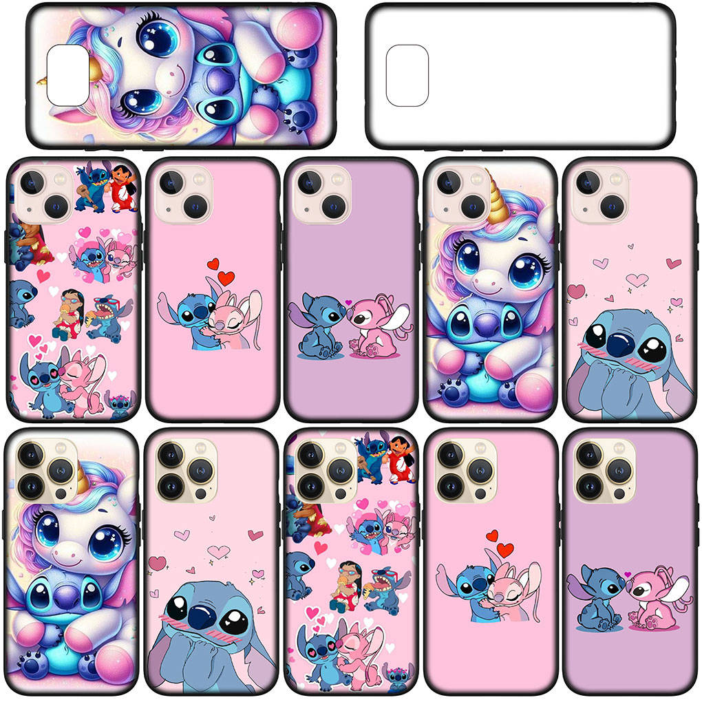 Чехол для iPhone 15 14 Xiaomi Redmi Note 13 12 11 Pro Max X 8 7 9 XR Samsung Galaxy S24 S23 OPPO A15 Huawei аниме Лило розовый мультфильм Стич телефон чехол