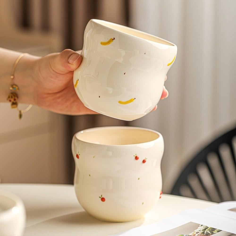 Gourd-shaped Ceramic Mug Embossed Fruit Water Cup Unique Handheld Mug Gift Giving