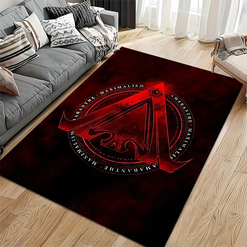 Amaranthe Maximalism Red Design suitable as a non-slip mat for the living room or bedroom sofa